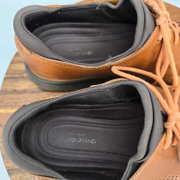 Cole Haan 2.Zerogrand Oxfords Men's 12 M Brown Leather Laser Wingtip Dress Shoes - Picture 8 of 10